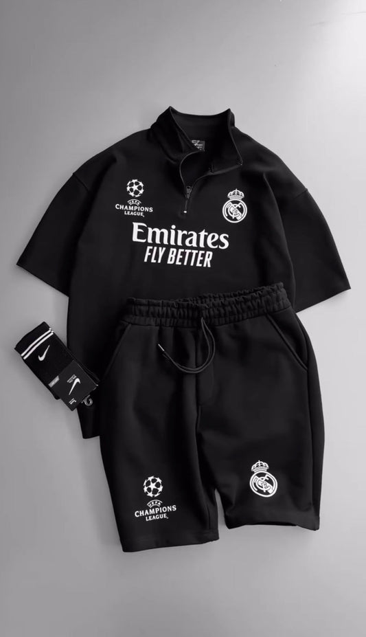 Real Madrid Black Training Kit – Shirt&Shorts Champions League Edition
