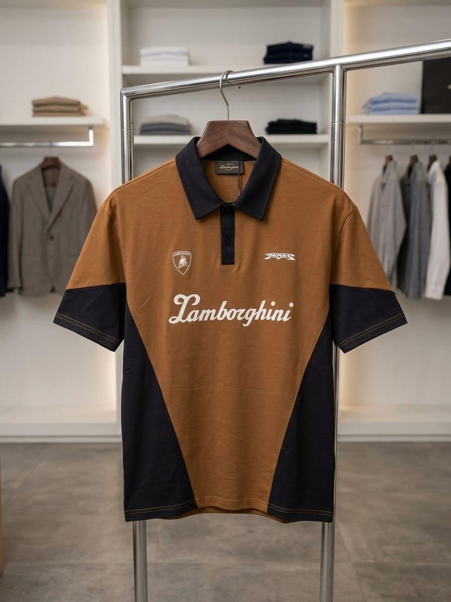 Lamborghini Contrast Panel Polo Shirt