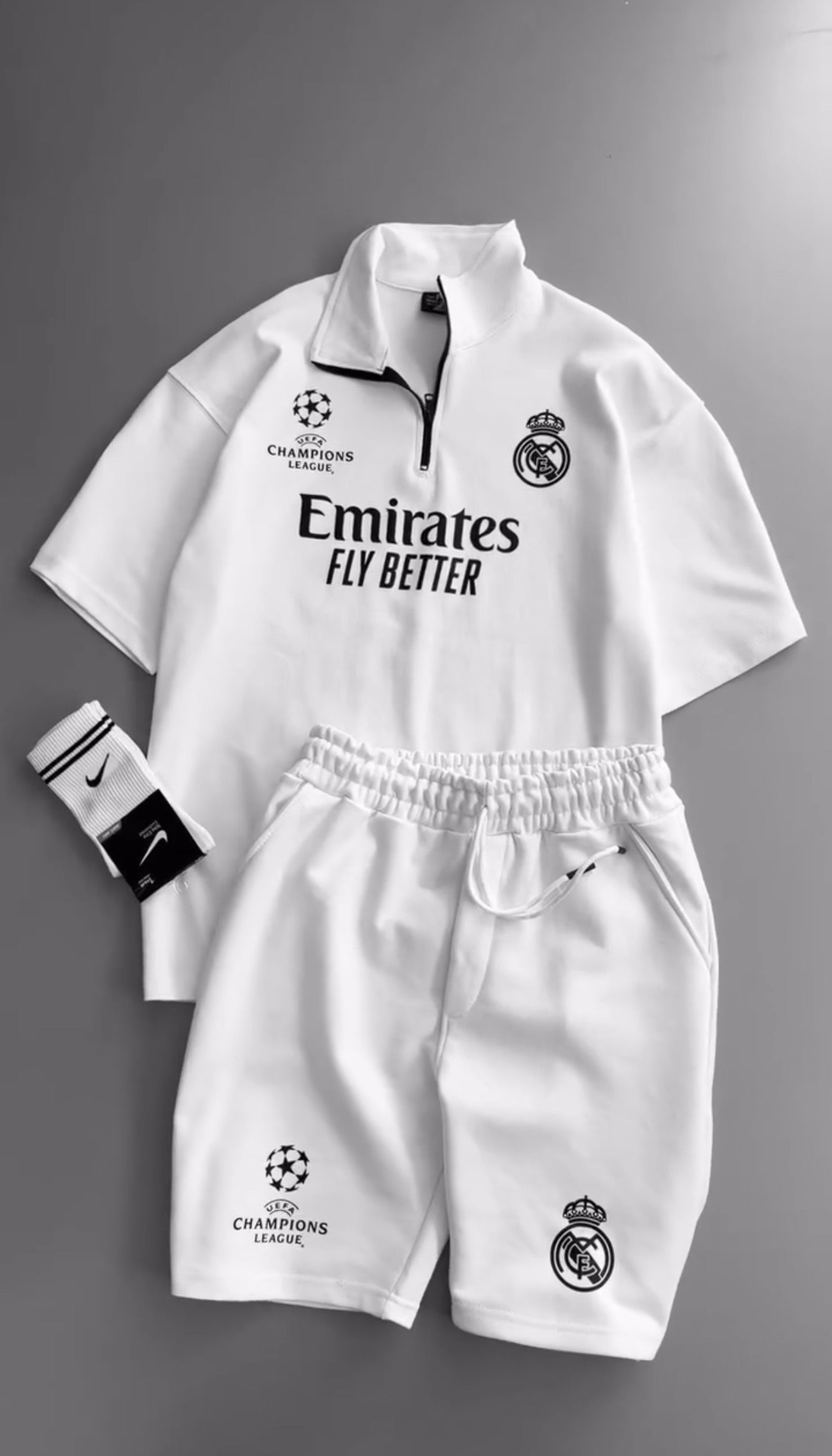 Real Madrid Black Training Kit – Shirt&Shorts Champions League Edition