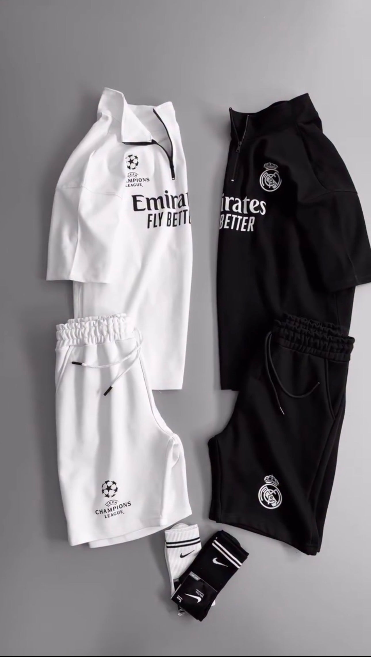 Real Madrid Black Training Kit – Shirt&Shorts Champions League Edition
