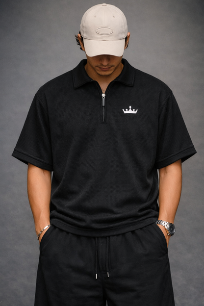Premium Waffle Knit Zipper Shirt