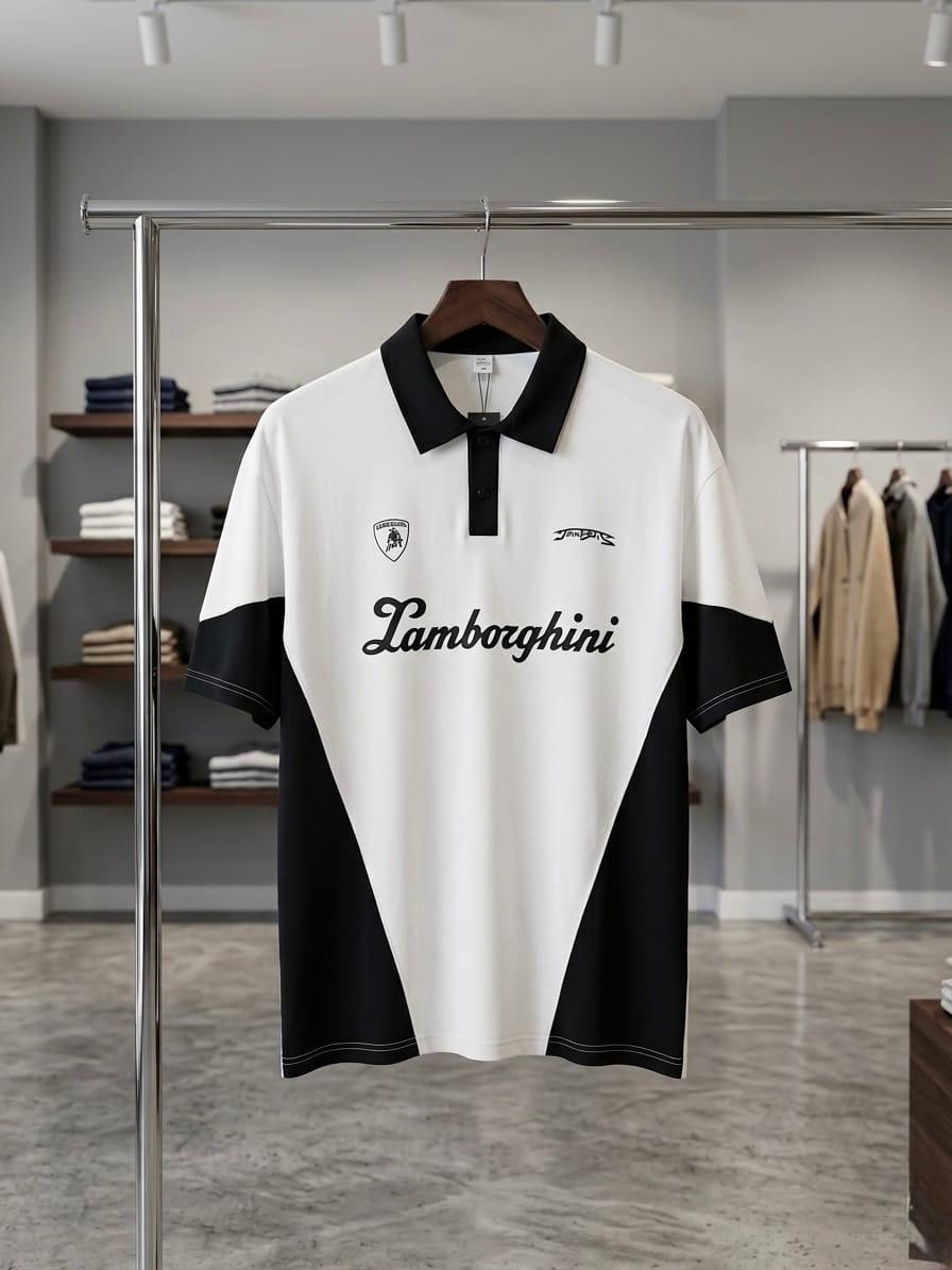 Lamborghini Contrast Panel Polo Shirt